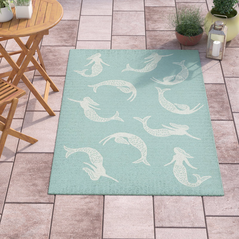Northfield Mermaids Handmade Water Resistant Blue Indoor/Outdoor Area
